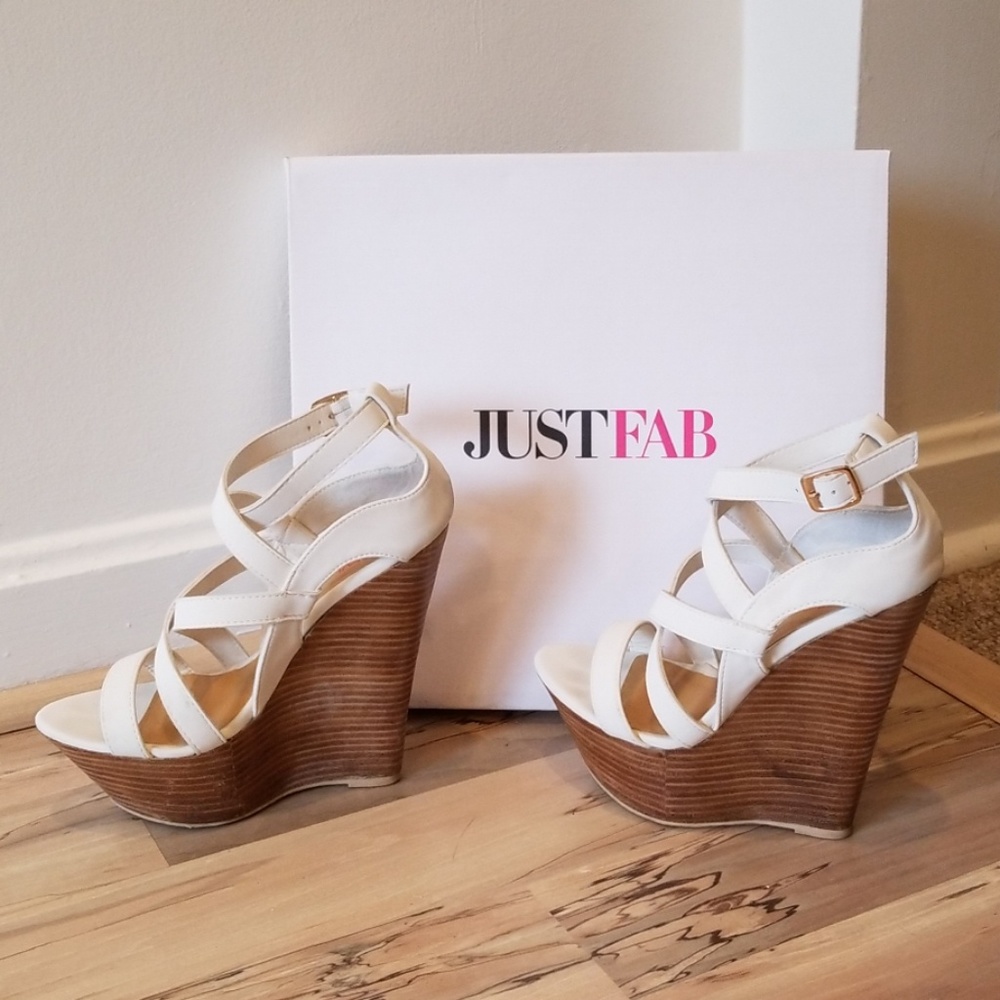 JustFab Netanya White Platform Wedge